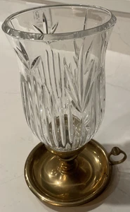 International Silver Co Crystal Hurricane Candle Lamp Brass Holder Hd Made India - Picture 1 of 10