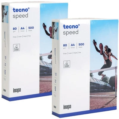INAPA 2x tecno Speed Kopierpapier 80g /m² DIN A4 1000 Blatt Weiß Druckerpapier Papier