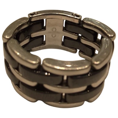 Anel CHANEL Ultra Collection prata 750WG preto cerâmica tamanho 8,75 feminino  - Imagem 1 de 4