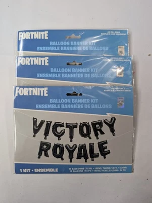 Fortnite Victory Royale Balloon Banner Kit 3-Pack Party Decor 13 Balloons New - Image 1 of 4