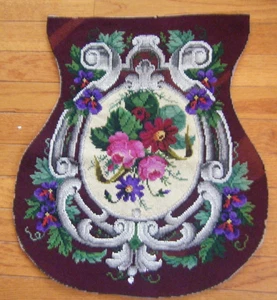 Antike Berliner Arbeit, Perlenarbeit & Nadelspitze Handarbeit florales Design 19c Frankreich - Bild 1 von 11