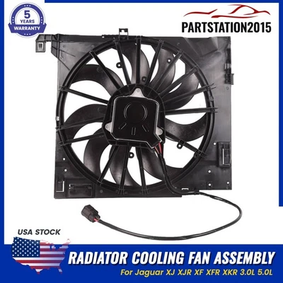 Fits Jaguar XJ XJR XF XFR XKR 3.0L 5.0L Radiator Cooling Fan Assembly C2D38737 - Image 1 of 4