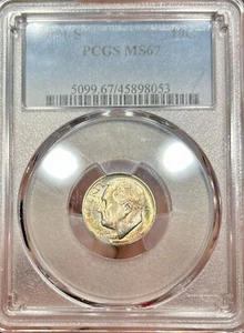 Toned 1951-S Roosevelt Dime PCGS MS67 - Picture 1 of 2