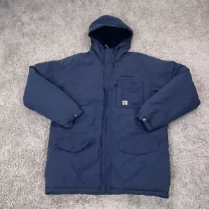 Timberland Jacket Mens Large Blue Weathergear Puffer Parka Hooded Sherpa Street - Picture 1 of 13