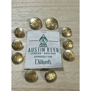 Set of 10 Gold Tone Solid Metal Replacement Buttons for a Austin Reed Blazer - Picture 1 of 7