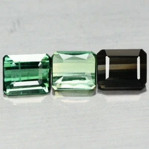 Lot de 3 Tourmalines multicolores du Nigéria, taille octogonale/2,60 carats - Picture 1 of 3