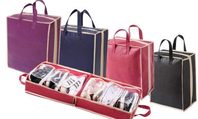 Bolsas para zapatos, 2 bolsas de almacenamiento para zapatos con cordón, bolsas  para zapatos de viaje ventiladas, uso para zapatos, ropa, cosméticos y  juguetes, negro