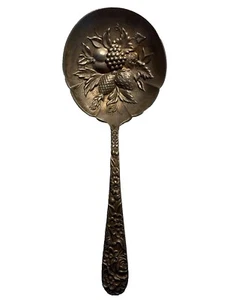 S. Kirk & Son Sterling Silver 5 1/4" Repousse Berry Fruit Floral Serving Spoon - Picture 1 of 7