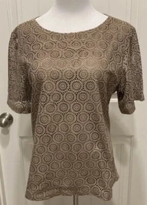 Laser Cut Mandala Cutouts Donna Slayers’ Fabulous Fur Tan Faux Suede Top SZ L - Picture 1 of 10