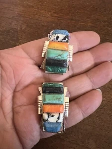 Puntas de reloj con incrustación multipiedra turquesa navajo nativo americano grandes muy bonitas # C - Imagen 1 de 9