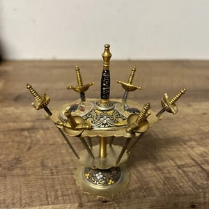 Vintage Toledo SPAIN Set 6 Mini Swords Cocktail Appetizer Picks Skewers Barware - Picture 1 of 6