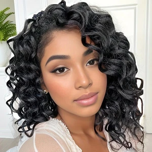 Ocean Wave Crochet Hair Pre Looped 9 Inch Curly Crochet Hair Ocean Wave 7 Packs - Picture 1 of 12
