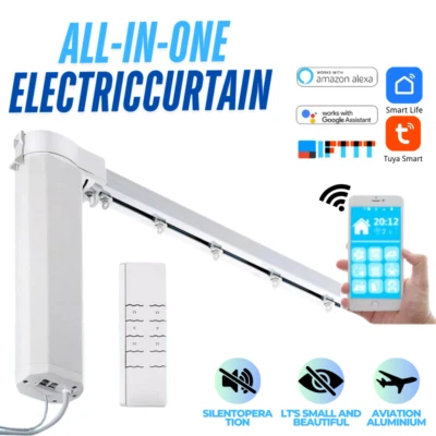 Smart Electric Curtain Track WIFI Remote  Motorised Curtain Rail Track System - image 1 of 4