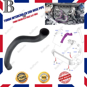 Intercooler Turbo Tubo Tubo per FORD FOCUS II C-MAX VOLVO C30 C70 S40 V50 2.0 D - Foto 1 di 7