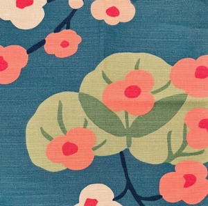 SCHUMACHER Saku Peacock Pink Floral Cotton Linen Remnant New - Picture 1 of 1