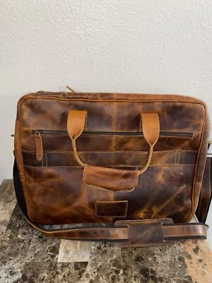 Sam’s Buffalo 邮差包 商务包 公文包 棕色 仿旧皮革 带肩带 — 第 1/2 张图片