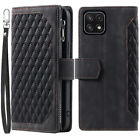 Luxury Rhombic Wallet Case,Leather Zipper Flip Card Case For Boost Celero 5G+