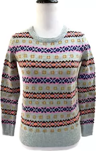 Maglione con equipaggio J. Crew Fair Isle nuovo con etichette lana di agnello azzurra taglia XXS - Foto 1 di 5