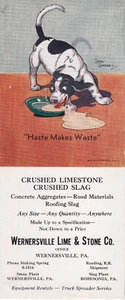 Wernersville PA Lime & Stone Co. Ink Blotter c1950s Dog Spills Water - Picture 1 of 2