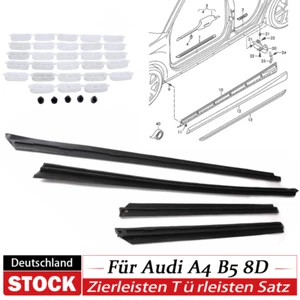 4x ZIERLEISTEN TÜRLEISTEN mit Clips Satz Lestein Für AUDI A4 B5 Limousine Avant - Bild 1 von 10