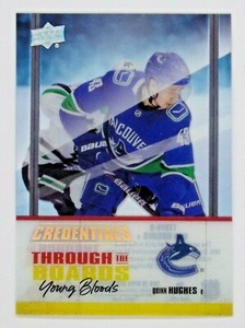  2019-20 UD Credentials Quinn Hughes Through the Boards Young Bloods Acetate 