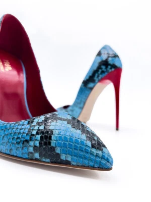 1969 Hecho en Italia Z104 Zapatos de salón Pigalle Tacones Pitón Estampado Cuero Venecia 38 Foto 1 de 4