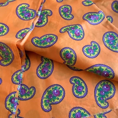 ¿POR Naranja Púrpura Novedad Paisley Ropa Tela Seda? Mezcla Foto 1 de 4