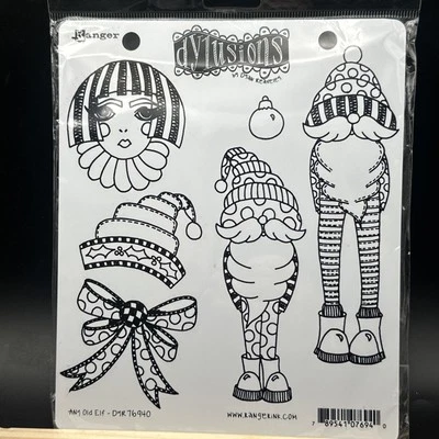 Dyan Reaveley Ranger rubber stamp Cling Dylusions ANY OLD ELF CHRISTMAS gnomes - Image 1 of 4