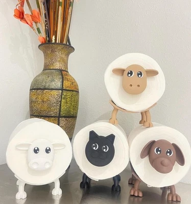 Lindo soporte de papel higiénico para animales - Decoración de baño impresa en 3D - Linda granja Foto 1 de 4