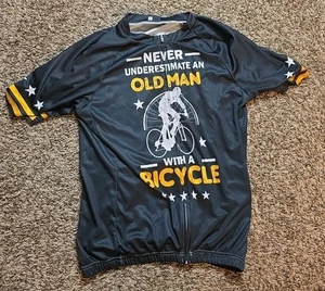 Unterschätze nie einen alten Mann mit einem Fahrrad Radtrikot Herren Large Bla Gold - Bild 1 von 5