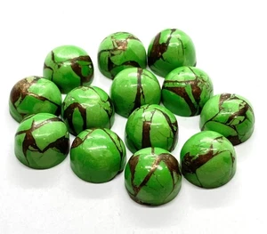 AAA Green Copper Turquoise Round Flat Back Loose Gemstone For Assorted Jewelry - Picture 1 of 10