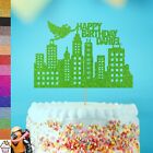 Custom Double Sided Superhero City Party Birthday Glitter Cake Topper | Any Name