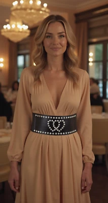 Mujeres Negro Elástico Ancho Audaz Voluminoso Genial Cinturón Cintura de Cadera Plateado Corazón Amor S M Foto 1 de 4