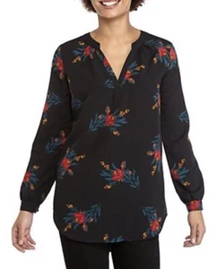 MADISON Women's Black Floral Popover Blouse Top Sz XL NWT - Picture 1 of 12