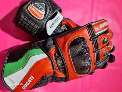 DUCATI Motociclista Carreras Motocicleta Guantes de Cuero Motocicleta Cuero Guantes de Montar CE Foto 1 de 3
