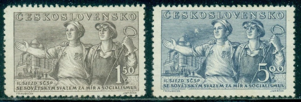 CZECHOSLOVAKIA SCOTT #'s 436-437 SET,  MINT, NO GUM, GREAT PRICE! - Image 1 of 1