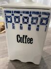 World Market White Ceramic  7? tall  Coffee /Tea cansiter container