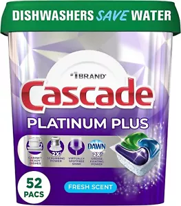 Cascade Platinum Plus ActionPacs™ Dishwasher Detergent, 52 Count, Fresh Scent - Picture 1 of 9