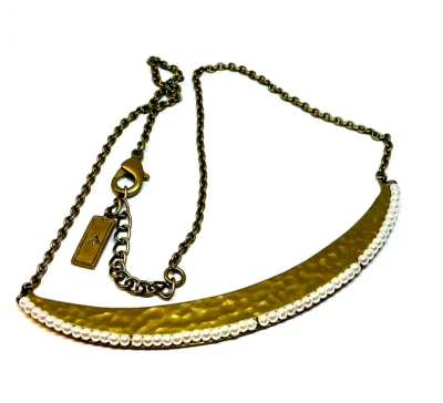 Collar de perlas de vidrio de latón martillado con perlas punteadas Silpada retirado KRN0113 ~ $59 Foto 1 de 4