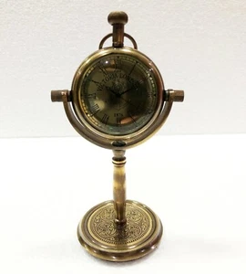 Antique Brass Desk Clock Nautical Vintage Maritime Ship Desk Clock Office Decor - Picture 1 of 6