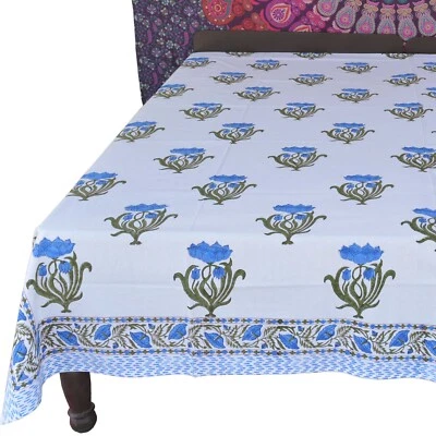 Indian Cotton Double Bed Size Hand Block Print Bed Sheet Bed Spread Bed Cover - Image 1 of 2