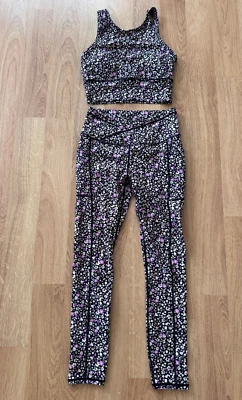 Saltwater Luxe Activewear Set Black Floral Size Medium Athleisure Sports - Image 1 of 4