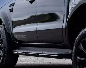 OE STYLE RUNNING BOARDS SIDE STEPS BLACK FOR DOUBLE CAB FORD RANGER T6 2012-2022 - Picture 1 of 16