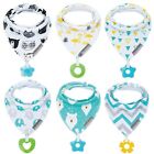 Baby Bandana Drool Bibs 6-Pack and Teething Toys 6-Pack