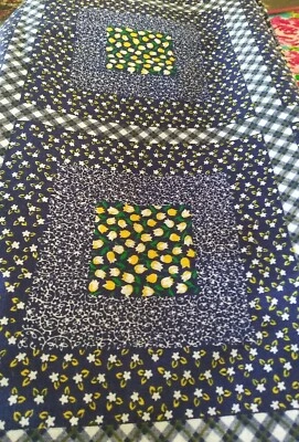 Vintage Square In A Square Tulips Etc Cotton Quilting Fabric 2 Yards X 45" Wide - Image 1 of 4