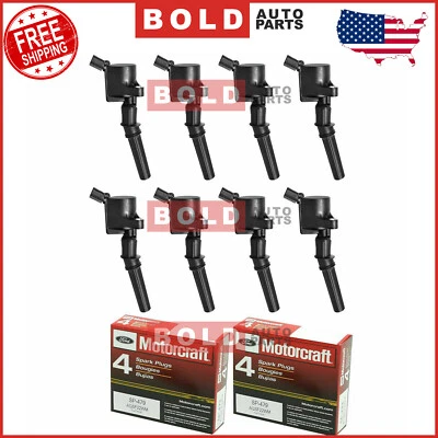 Комплект из 16 платиновых свечей зажигания и высокопроизводительных катушек зажигания Motorcraft для Ford - Изображение 1 из 4