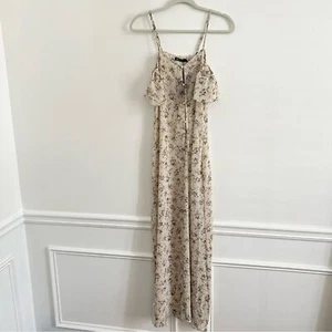 NWT Nasty Gal Chiffon Floral Cover-Up Maxi Dress in Floral Cream size 6 - Picture 1 of 12
