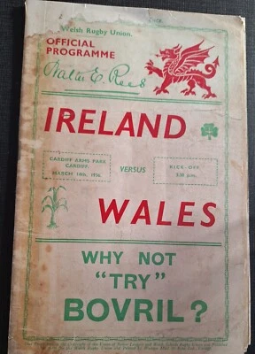 1936 Wales v Ireland  - 14 Mar 1936 at Cardiff Arms Park, Championship Decider - Image 1 of 4