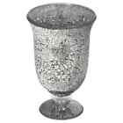 Schwarz Verspiegelt Crackle Glas Mosaik Vase Kelch Kerze Licht Halter 24cm