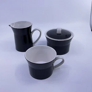 Mikasa Duplex Ben Seibel Creamer Lidded Sugar Bowl Black & White - Picture 1 of 10